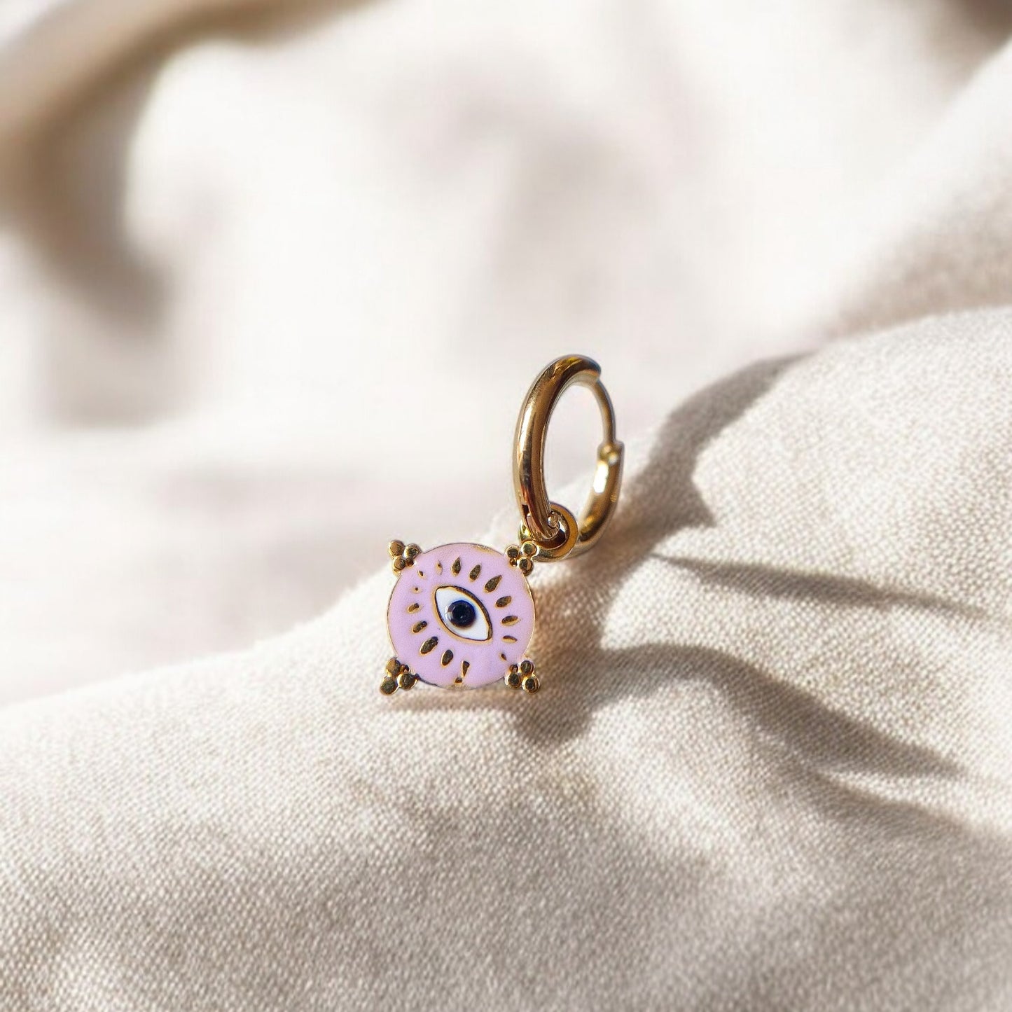 Evil eye oro smalto rosa