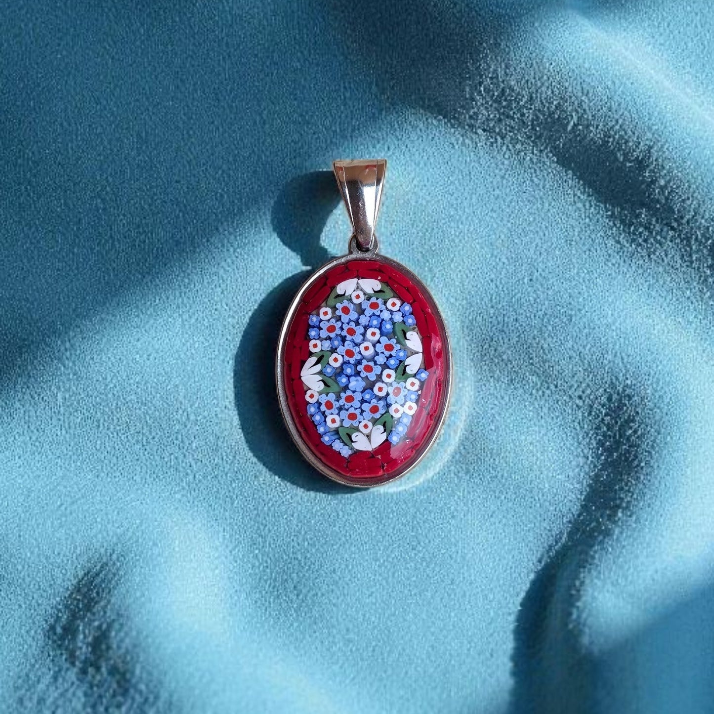 Ciondolo bordeaux argento