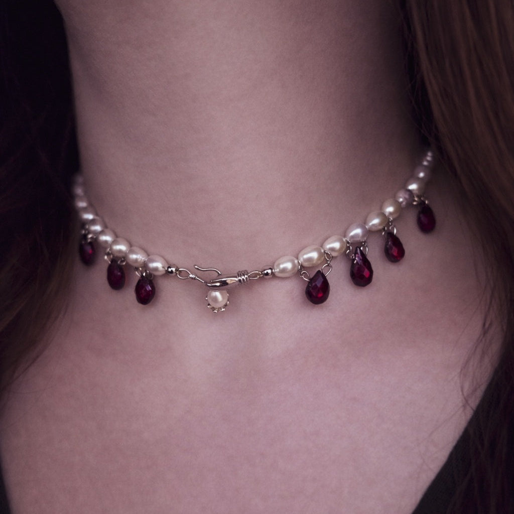 Collier Bolena granato argento