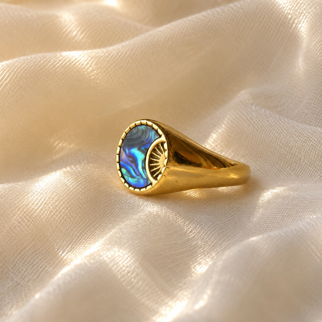Anello chevalier Luna in abalone