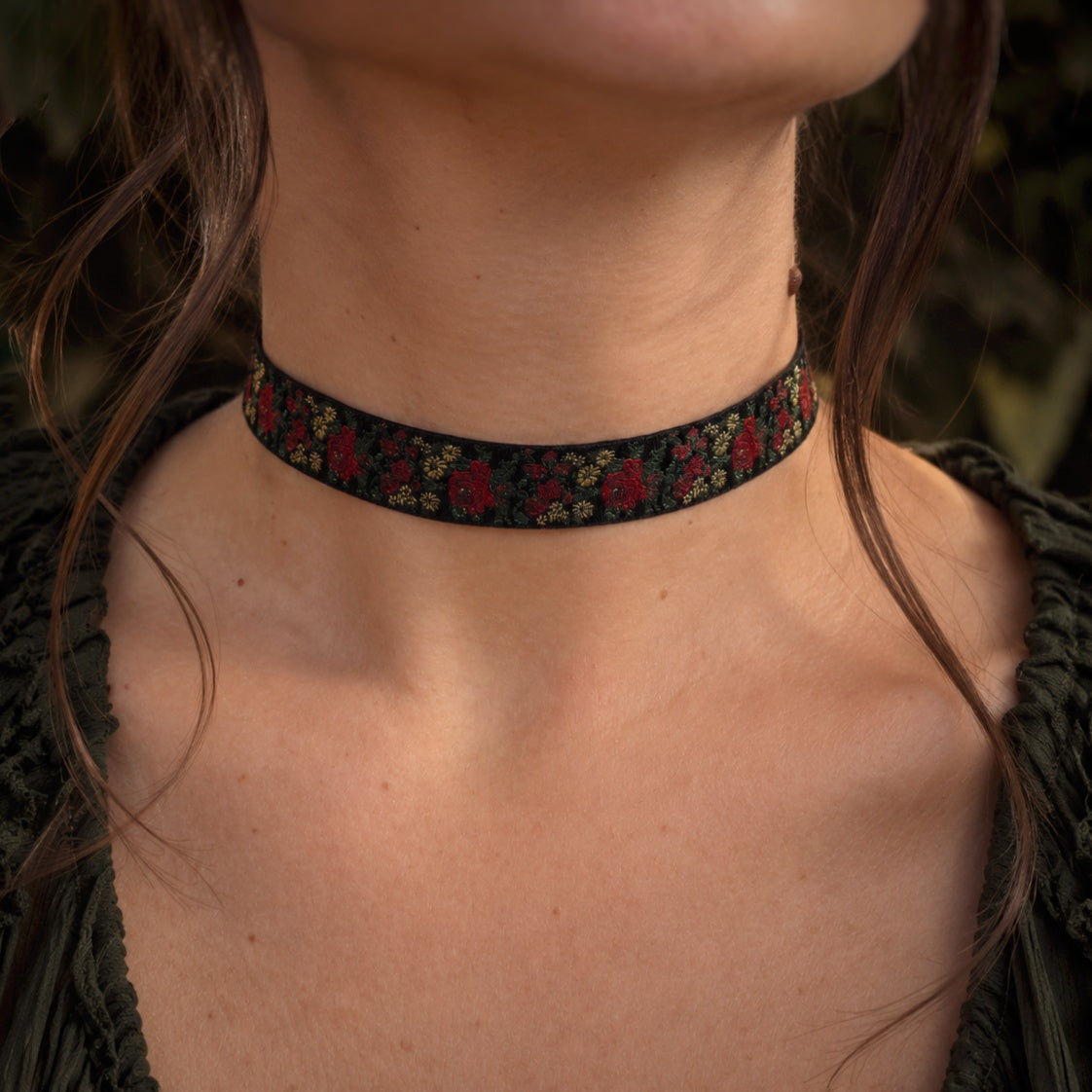 Nastrino jacquard rose - choker regolabile