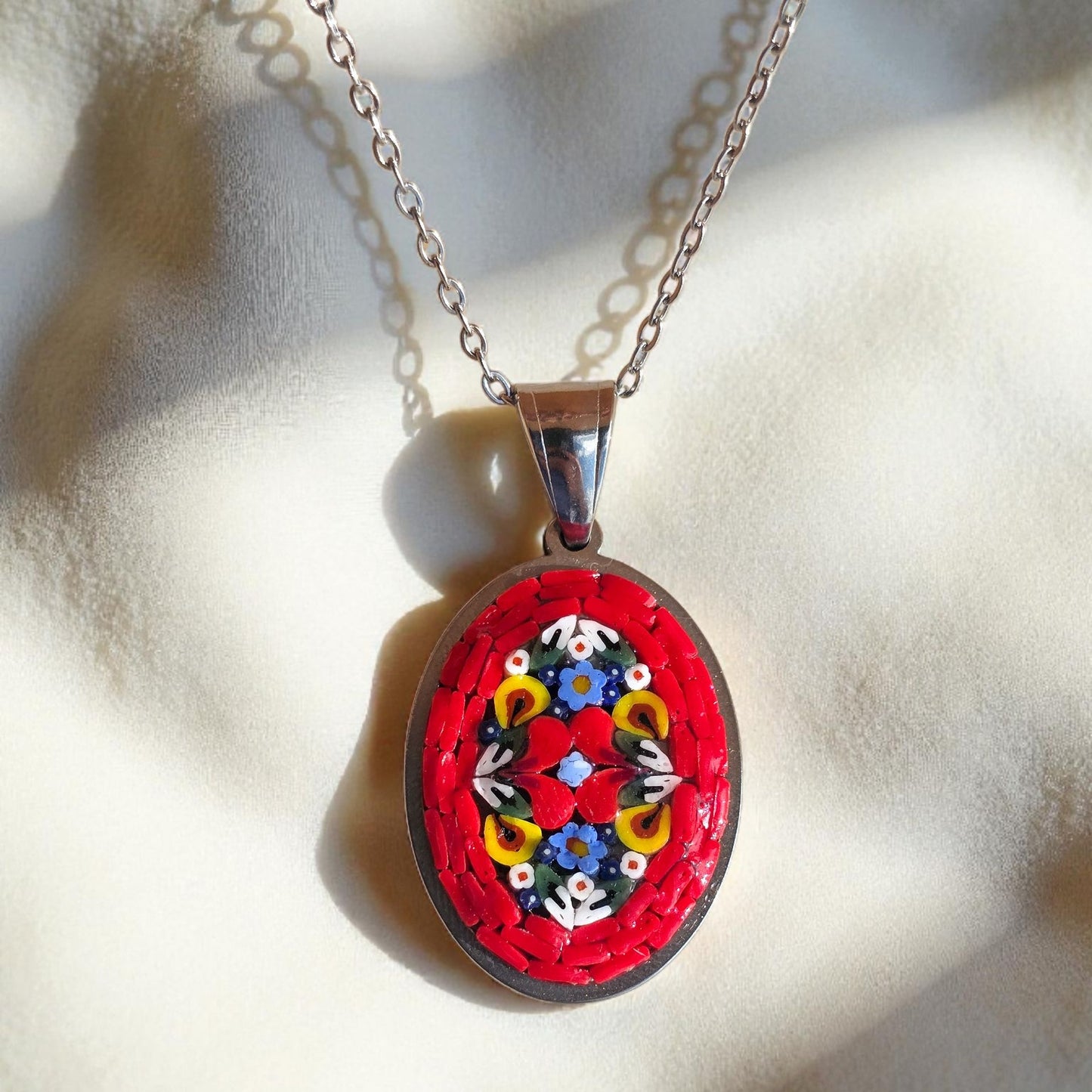 Ciondolo rosso argento