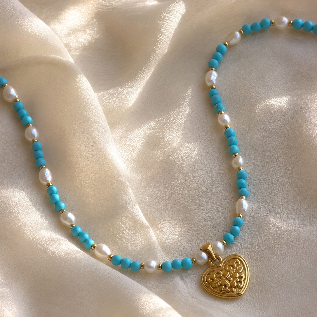 Collana Flora Cordis in turchese e perle
