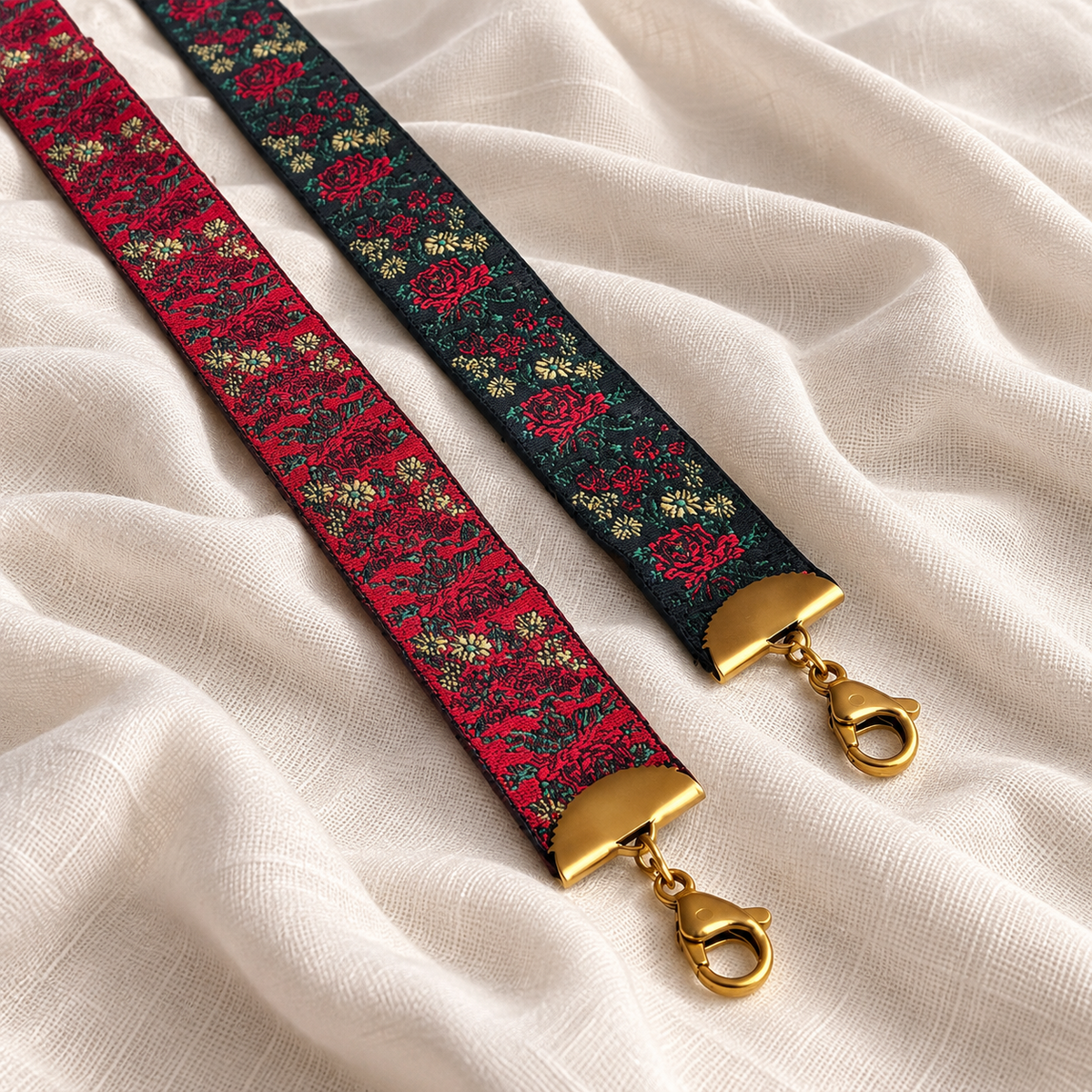 Nastrino jacquard rose - choker regolabile