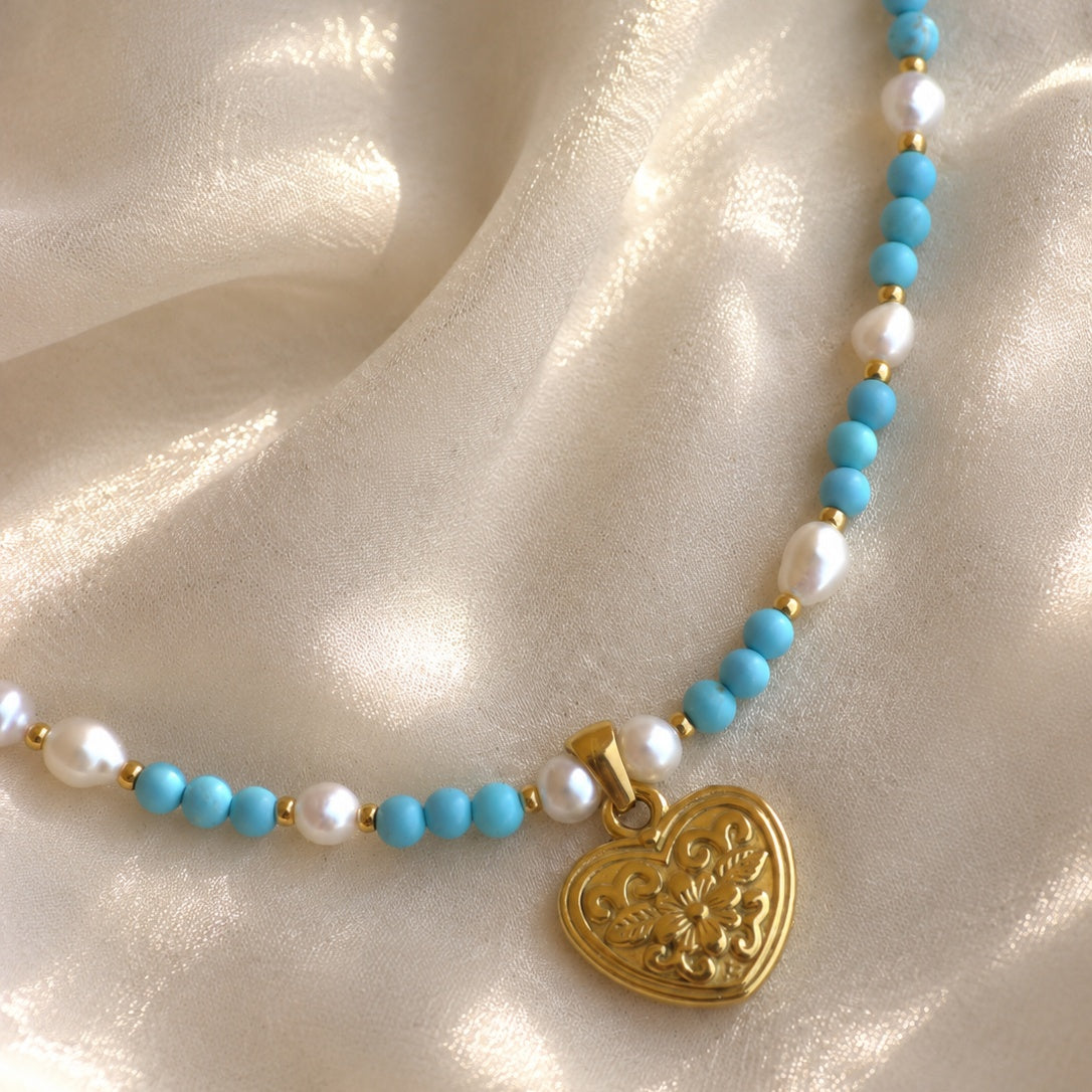 Collana Flora Cordis in turchese e perle