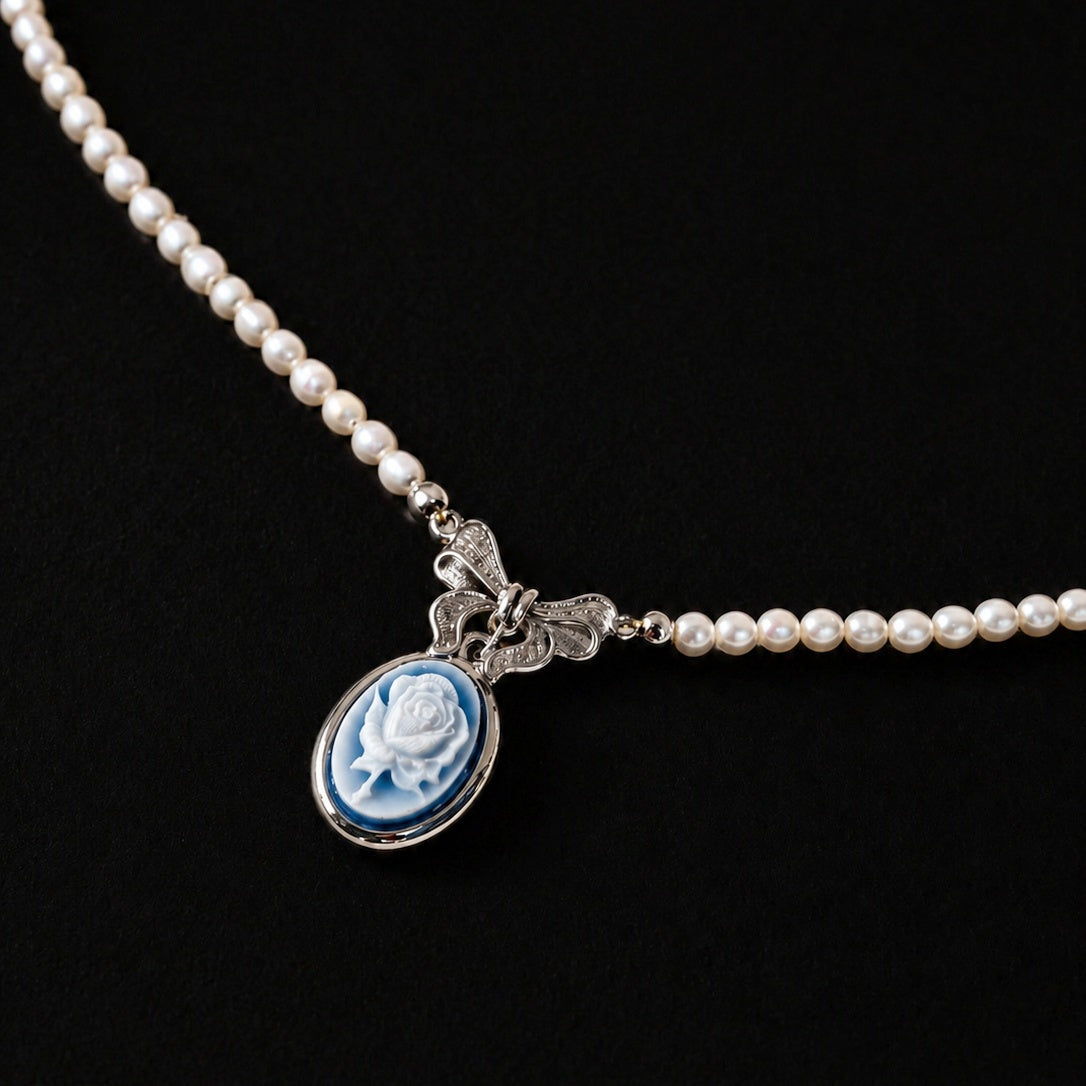 Collier rosa - agata blu