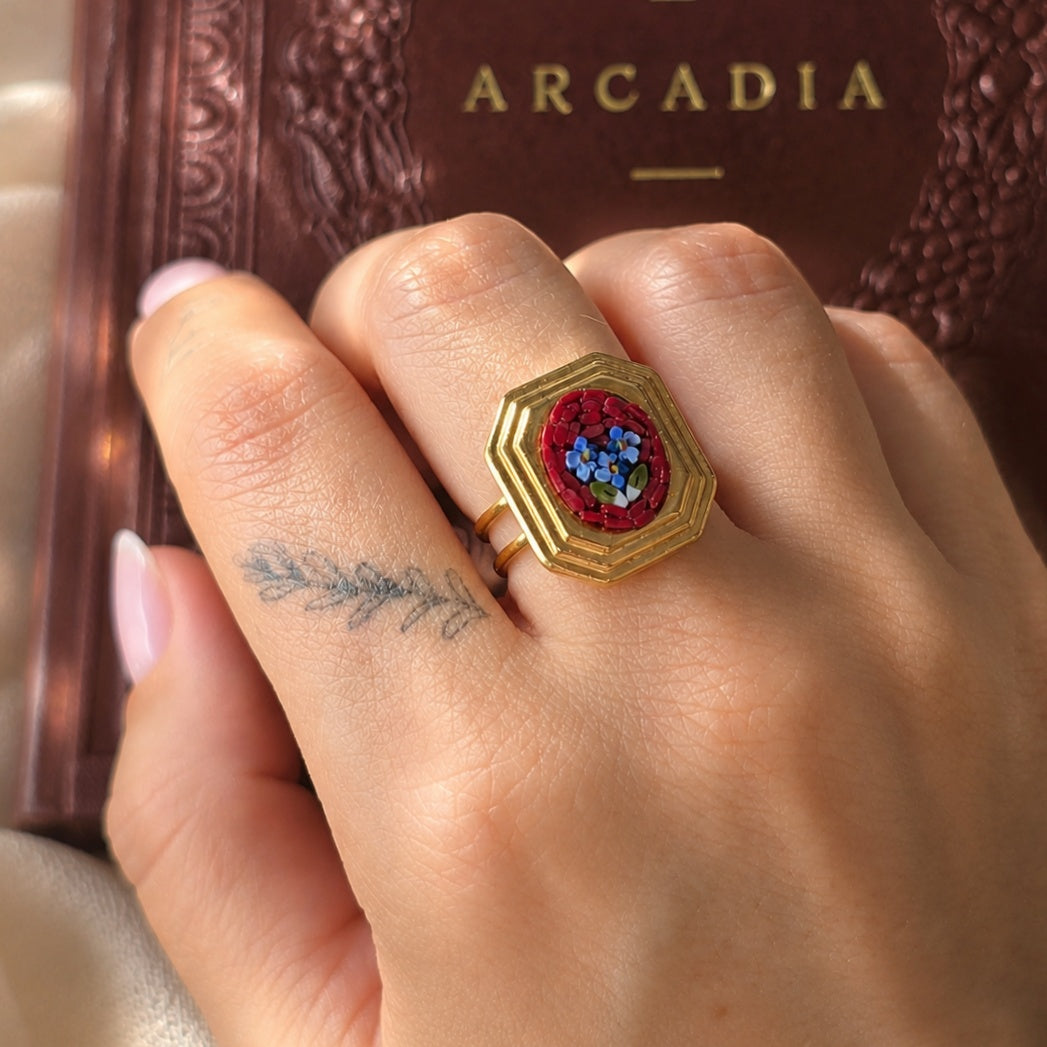 Anello "Non ti scordar di me" in micromosaico