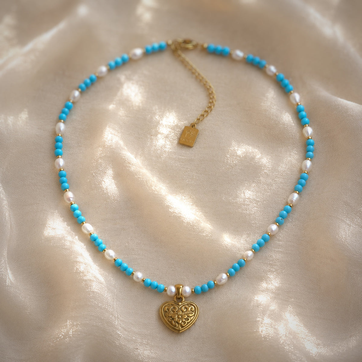 Collana Flora Cordis in turchese e perle