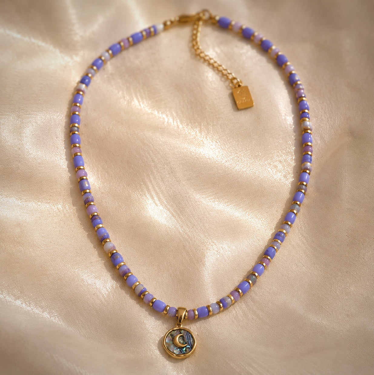 Girocollo Lunetta in diaspro viola e abalone