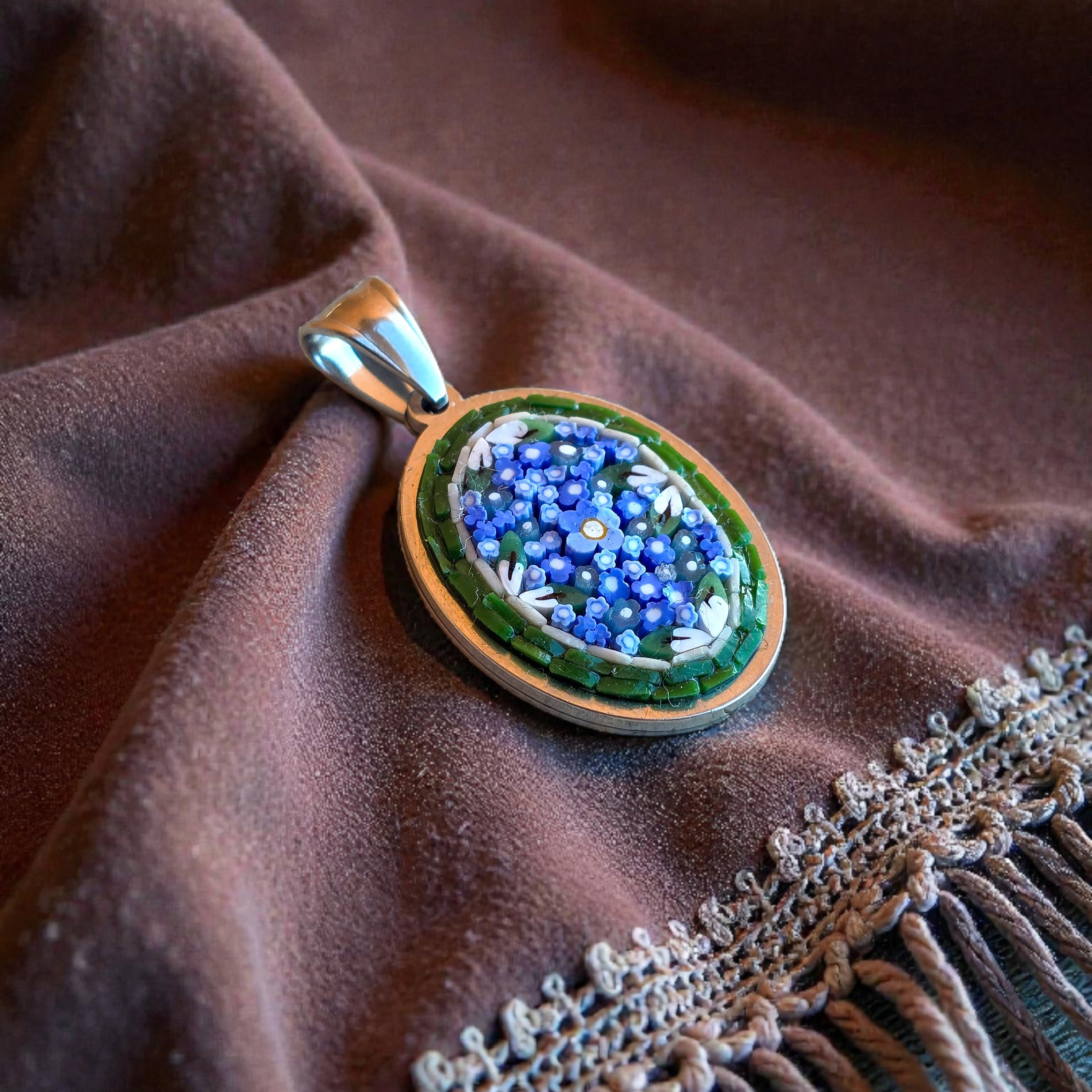 Ciondolo verde smeraldo argento