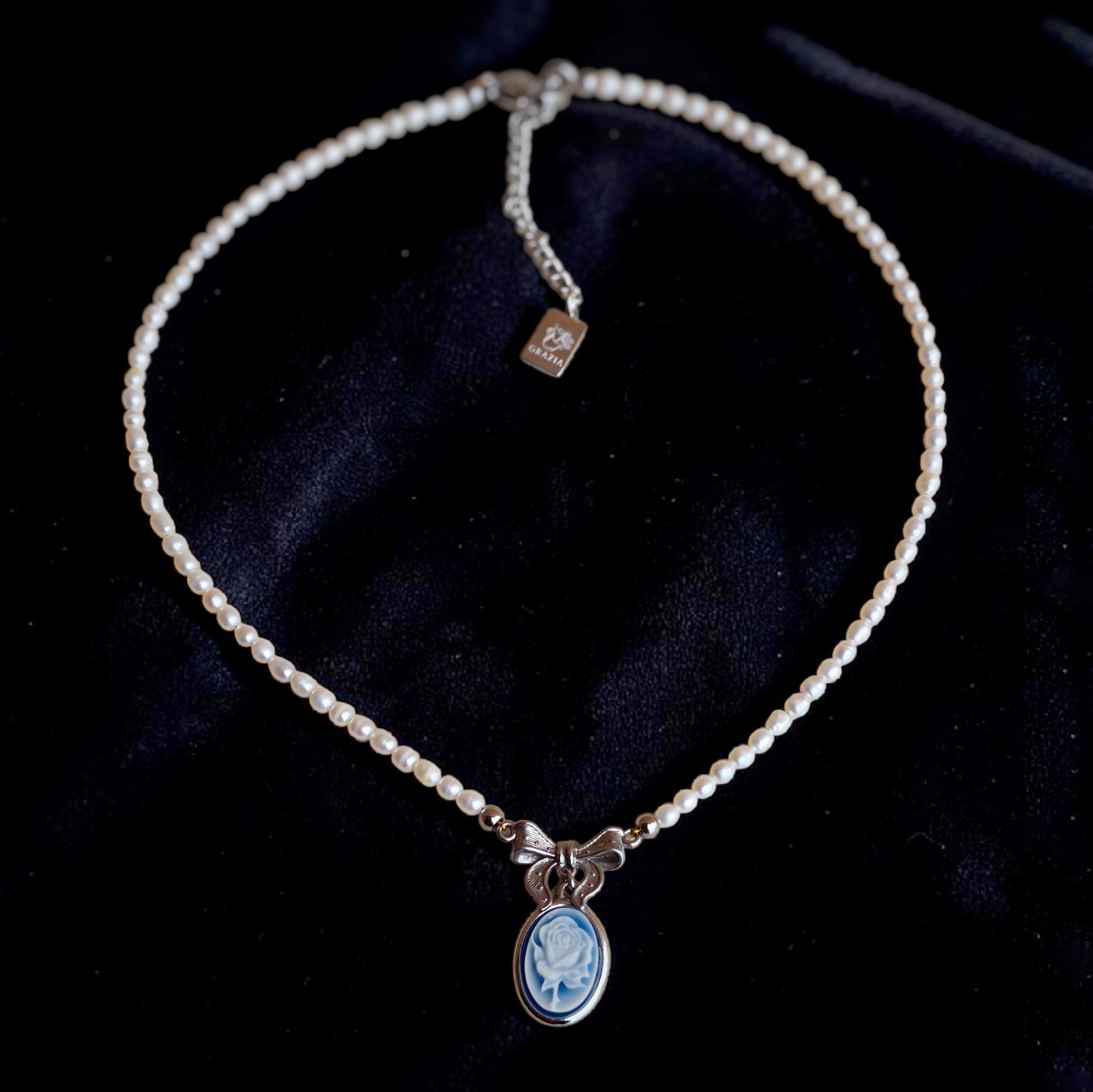 Collier rosa - agata blu