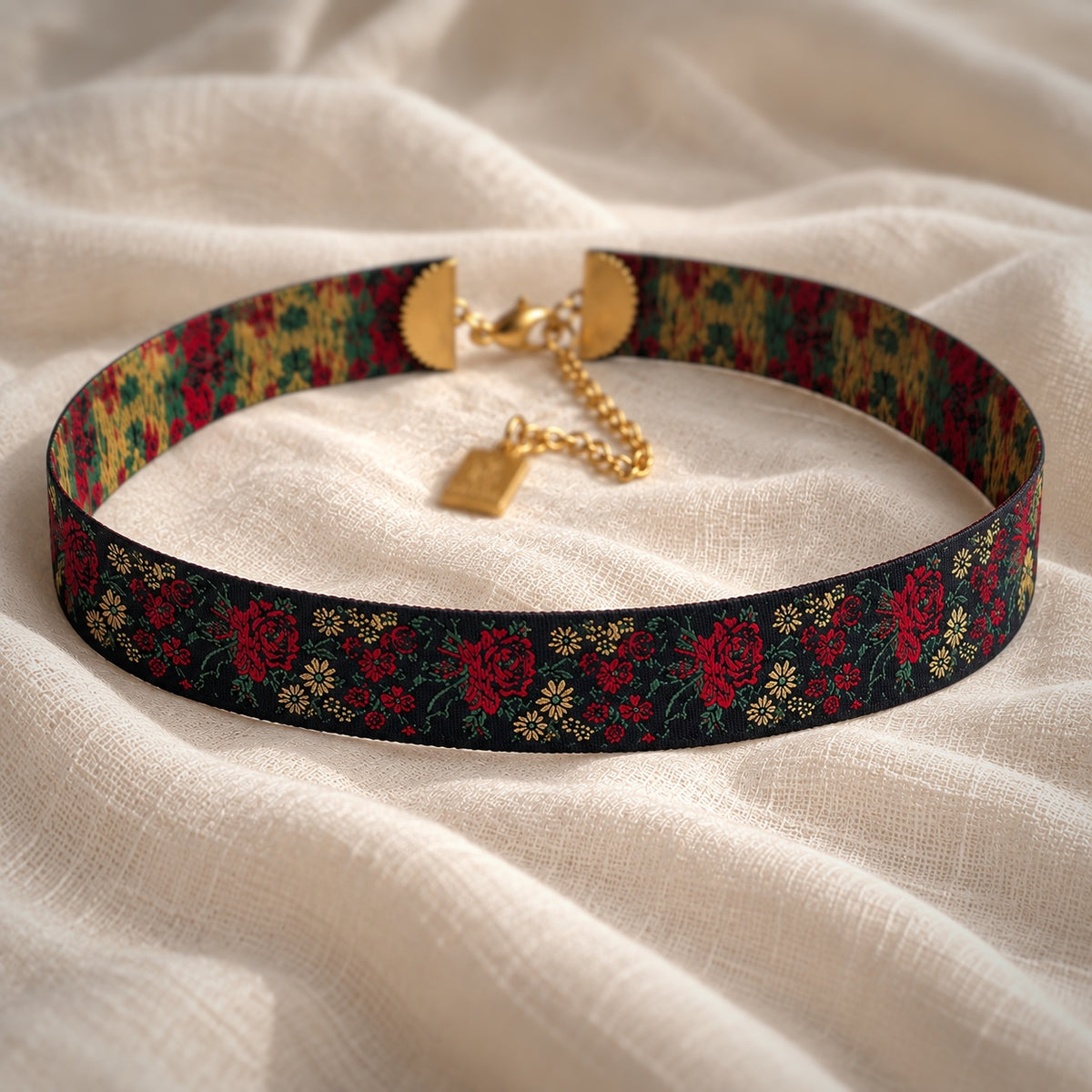 Nastrino jacquard rose - choker regolabile