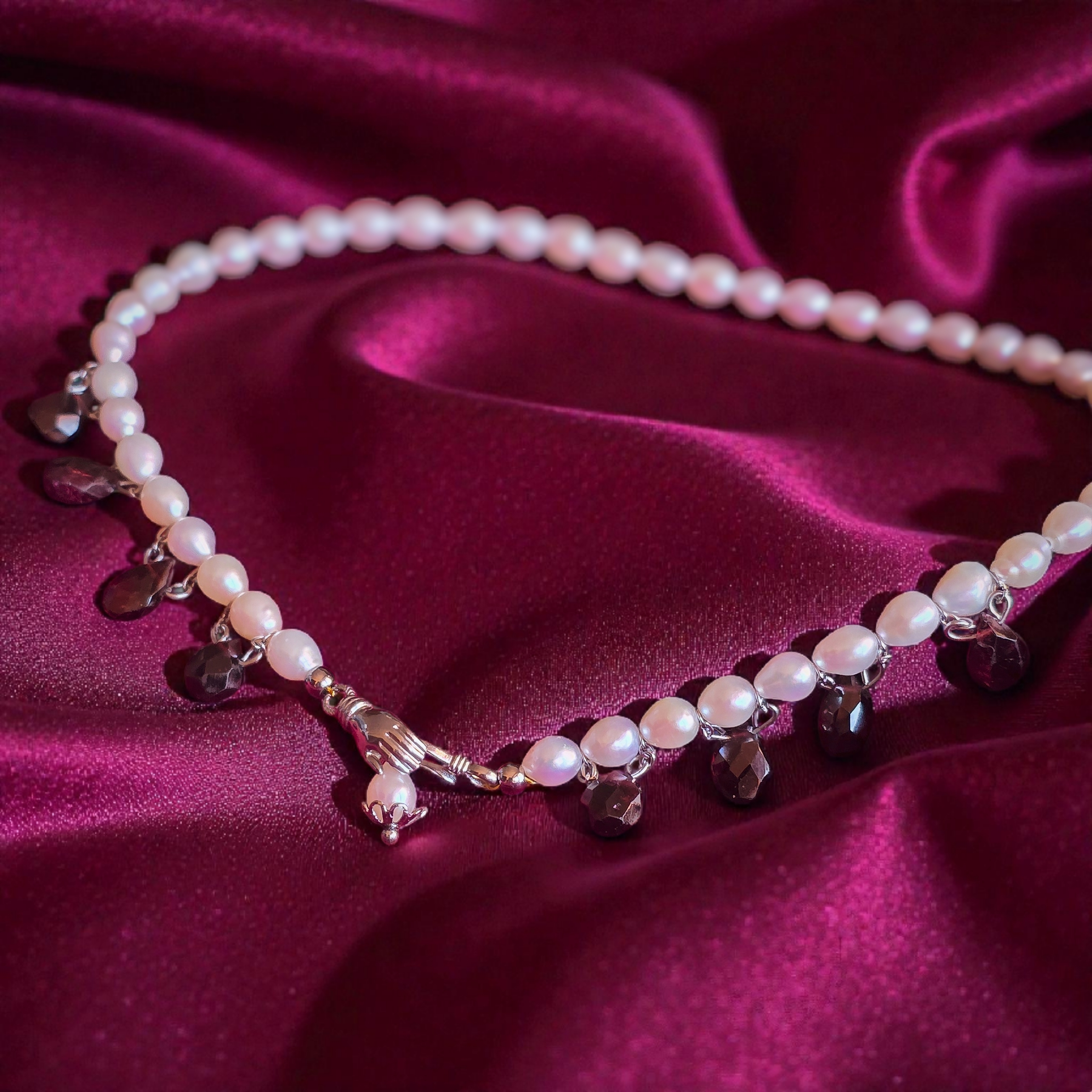 Collier Bolena granato argento