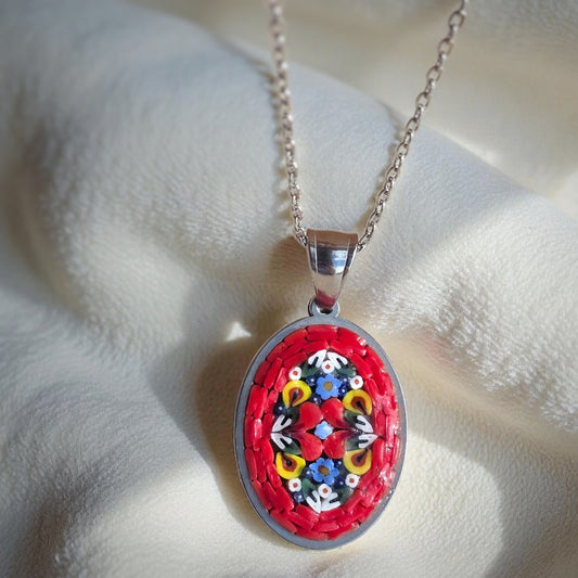 Ciondolo rosso argento