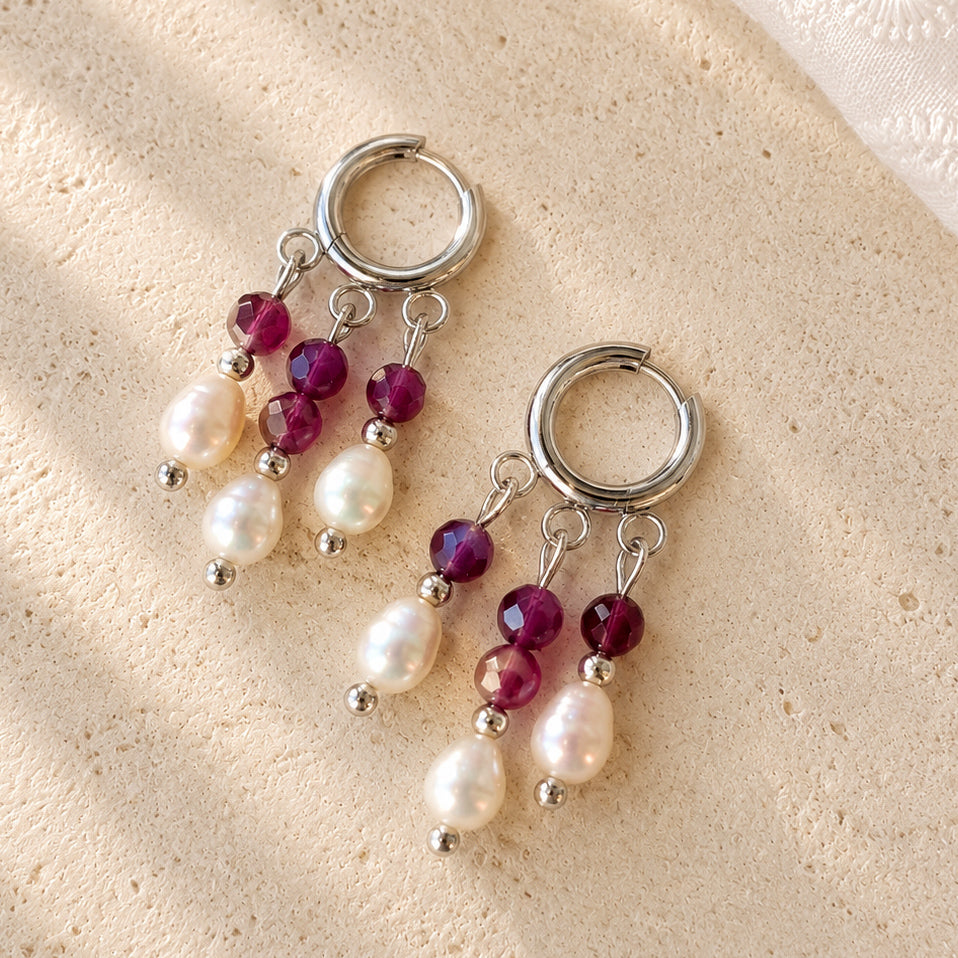 Orecchini Crotalia agata magenta argento