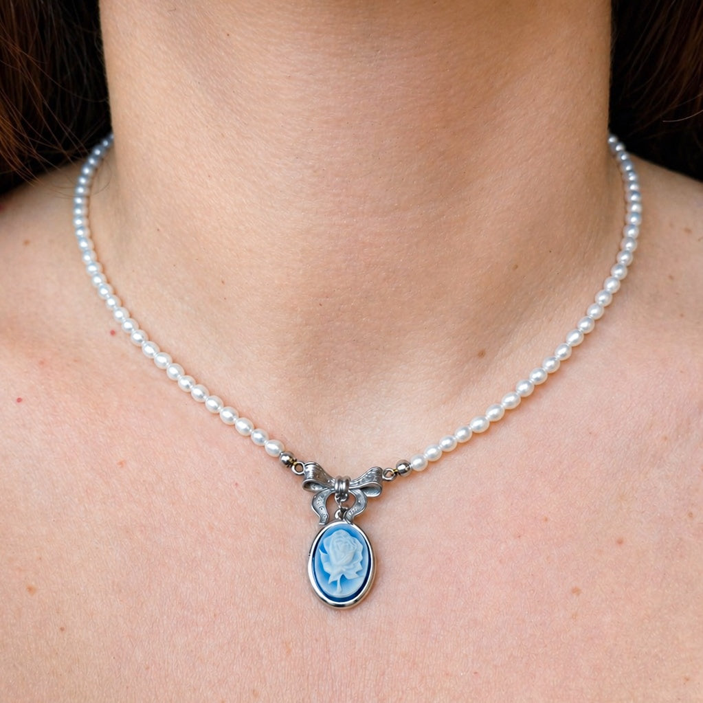Collier rosa - agata blu