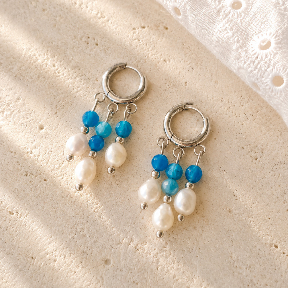 Orecchini Crotalia agata azzurra argento