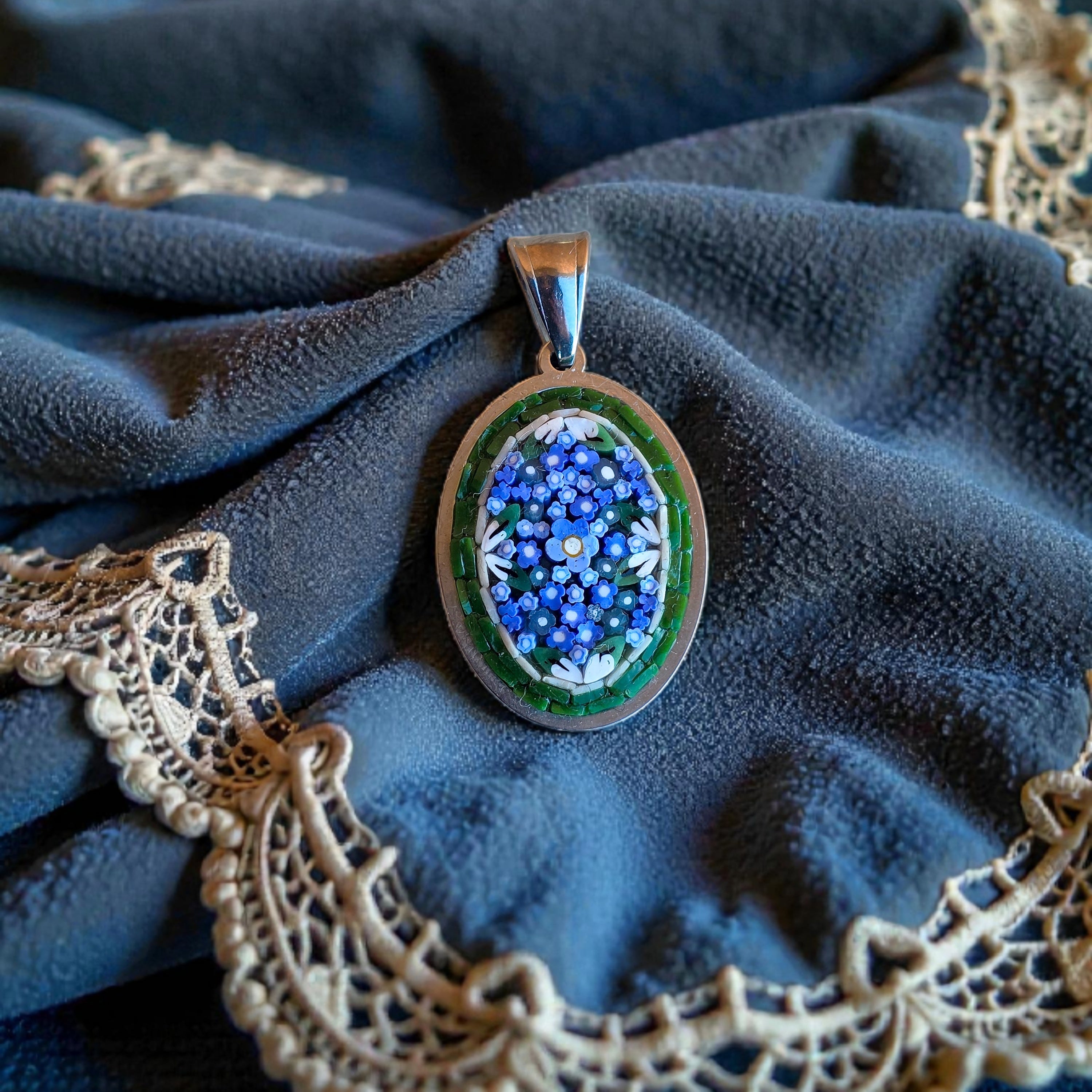 Ciondolo verde smeraldo argento