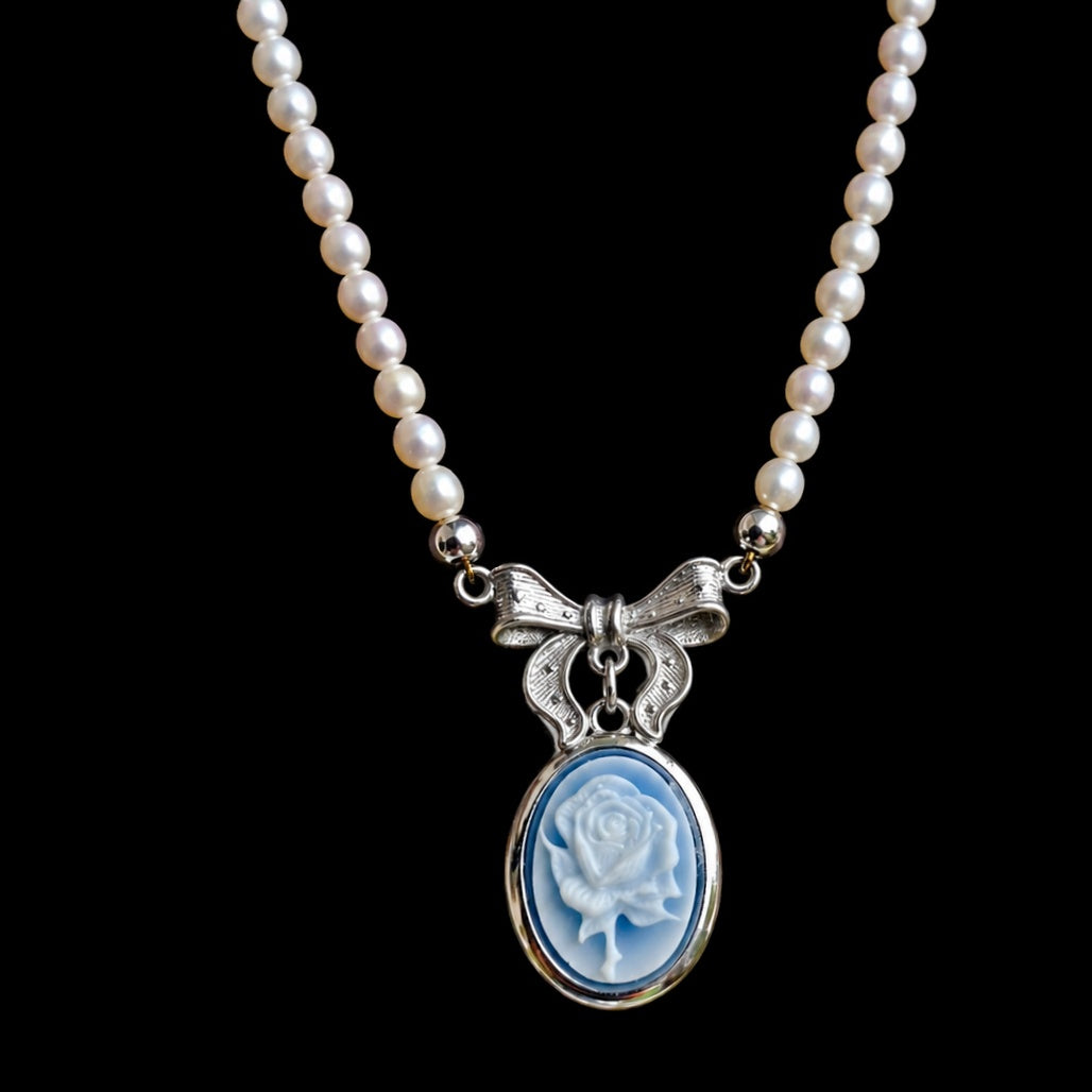 Collier rosa - agata blu