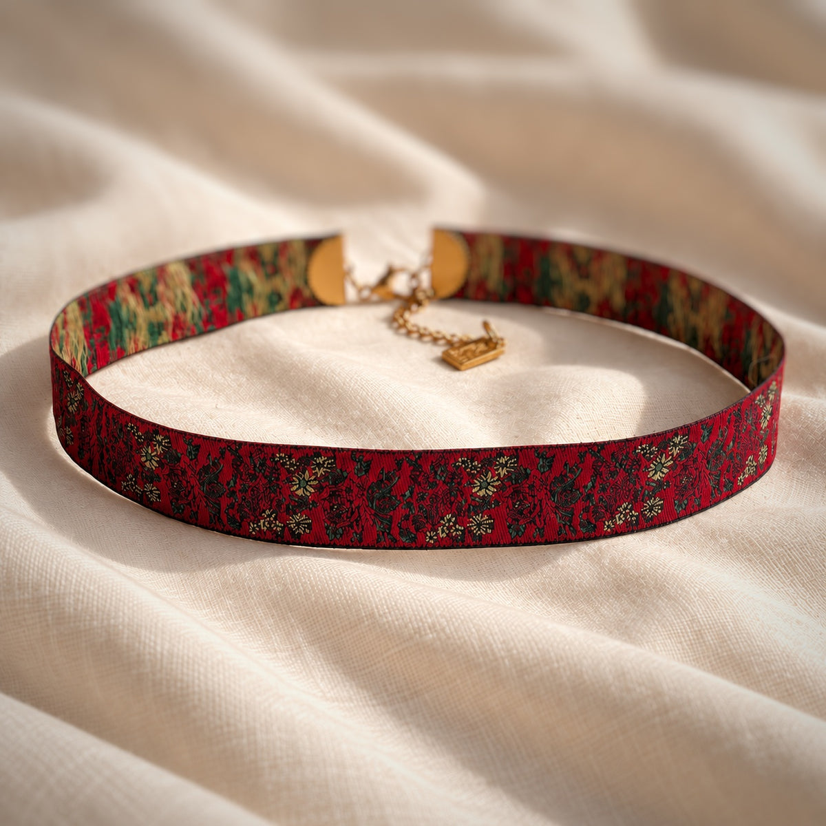 Nastrino jacquard rose - choker regolabile