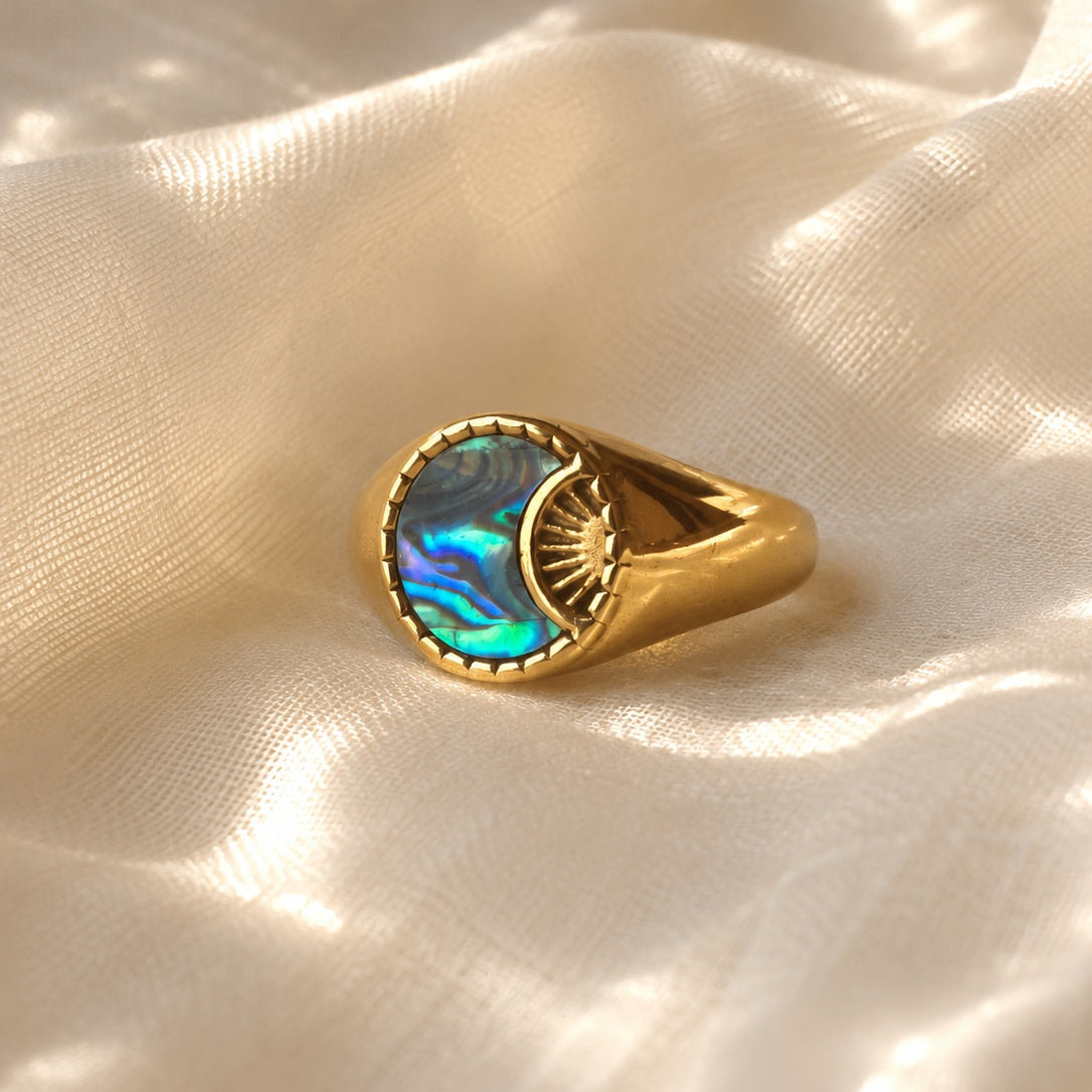 Anello chevalier Luna in abalone