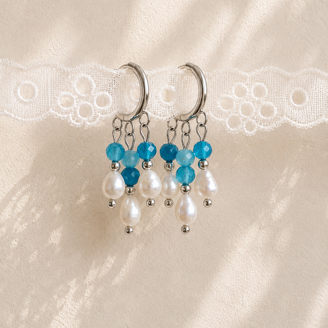 Orecchini Crotalia agata azzurra argento