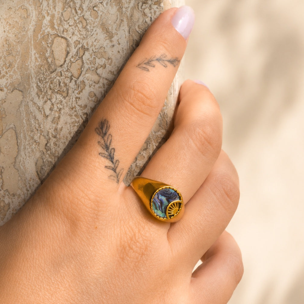 Anello chevalier Luna in abalone